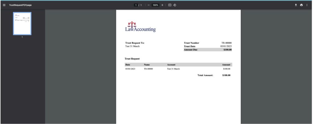 Create PDF Trust Request